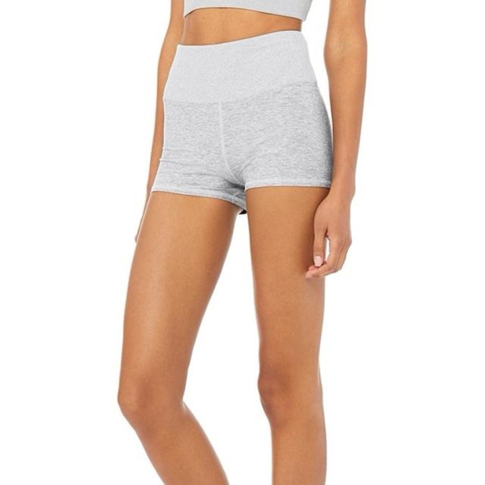 ALO Ribbed Band Alosoft Grey Aura Shorts (top sold seperately)